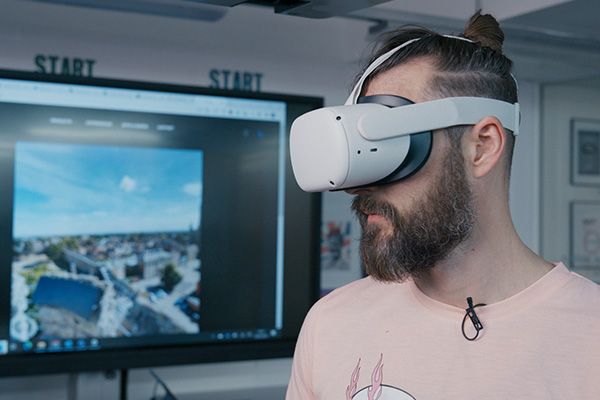 A man wearing a VR headset