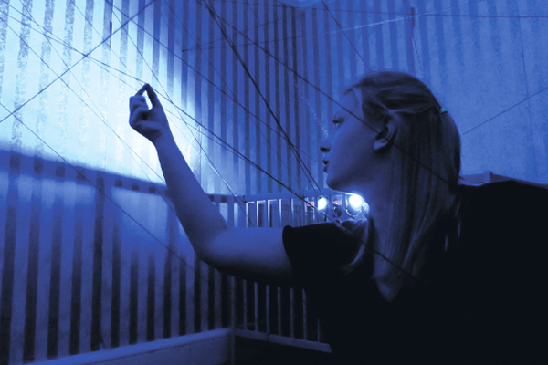 A student working in a design lab