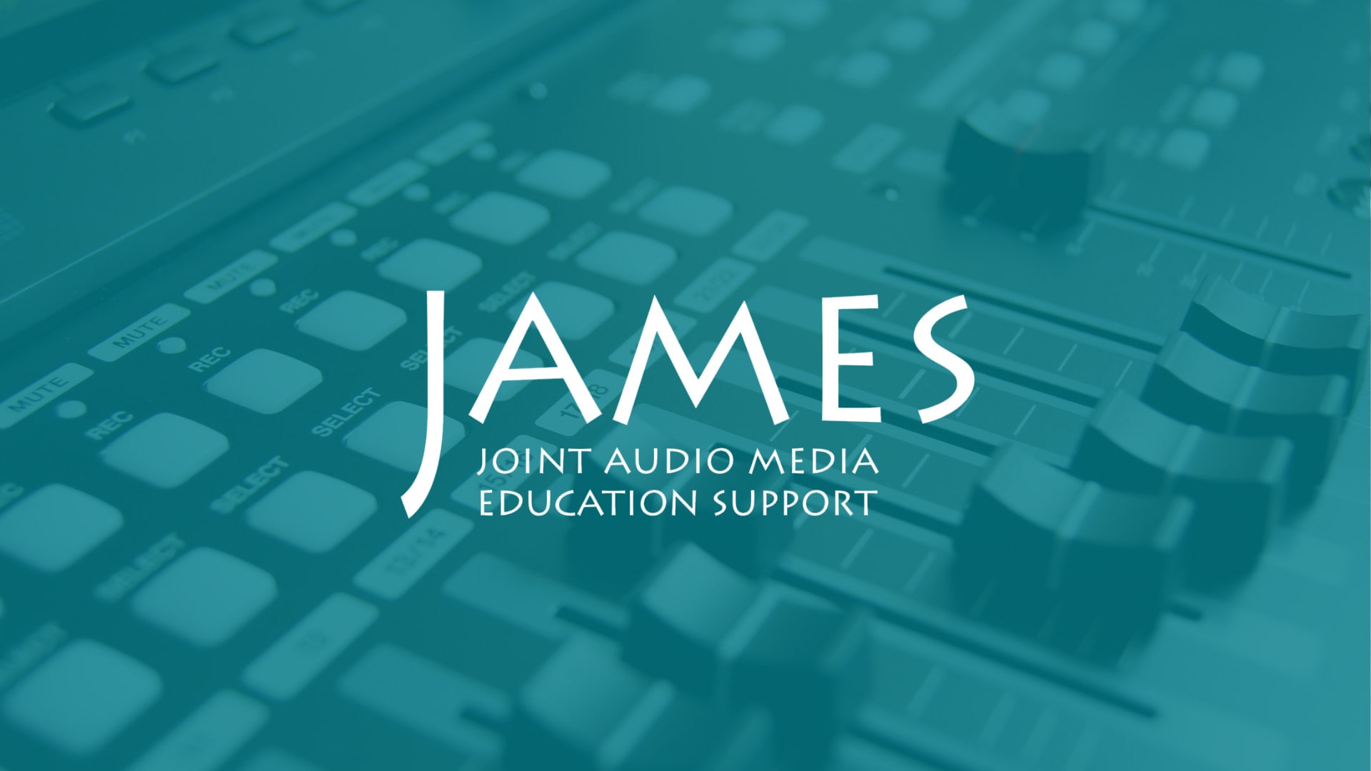 JAMES logo on sound mixing board.