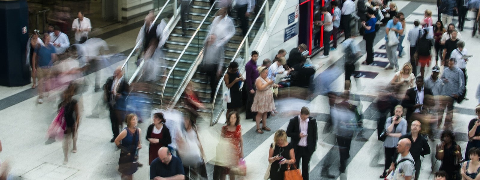 Blurred people in building