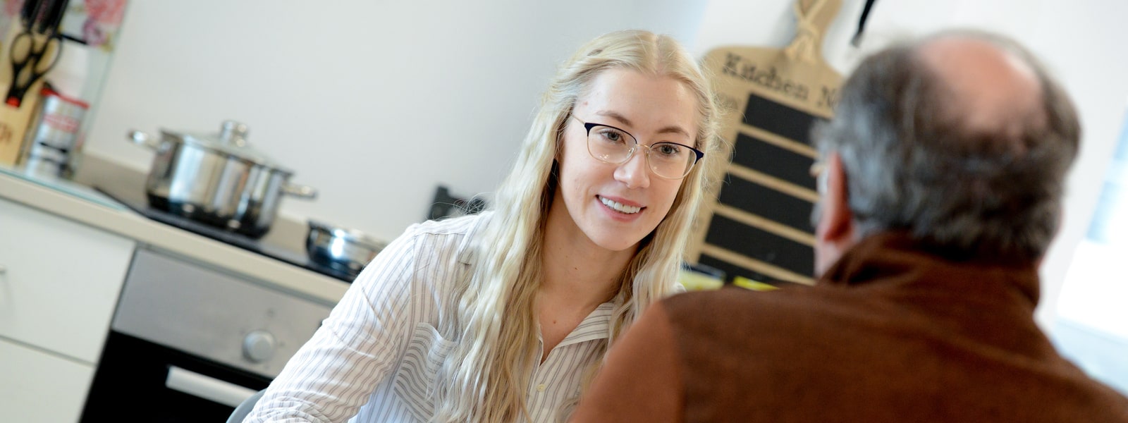 A counsellor and patient talking