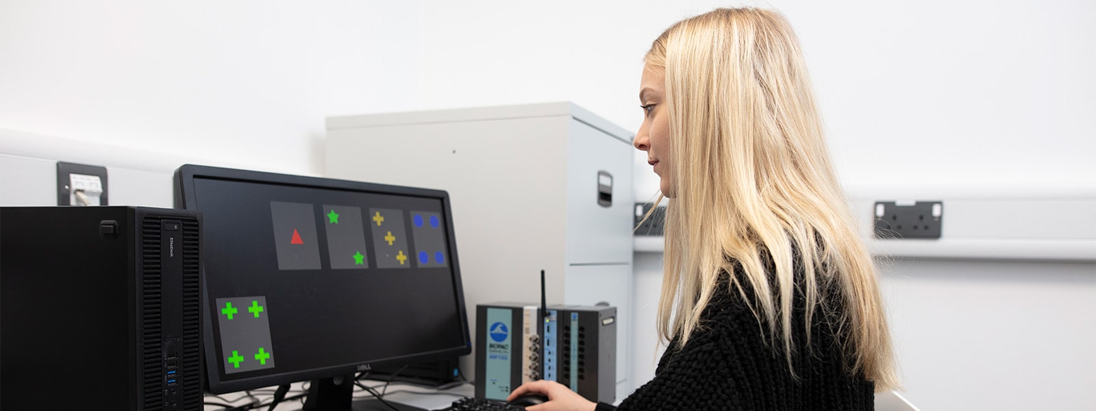 Student doing a cognitive test