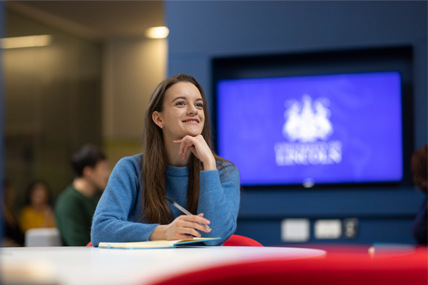 A student sat at a table