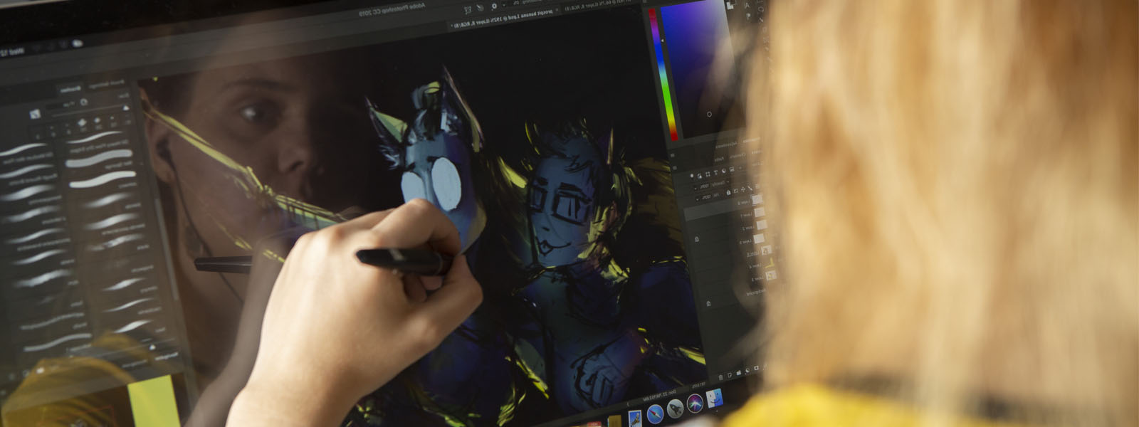 Female working on an on-screen animation