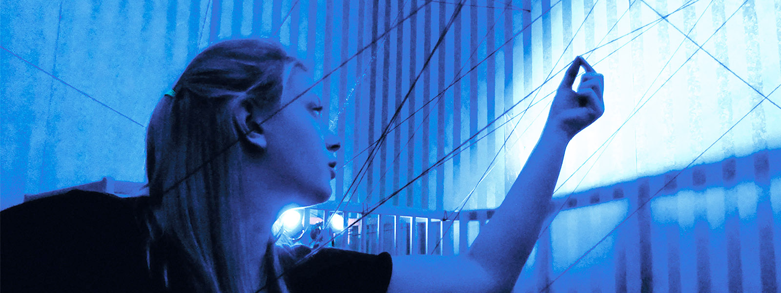 Female student working on an art installation