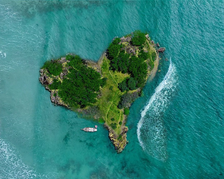 Aerial shot of island