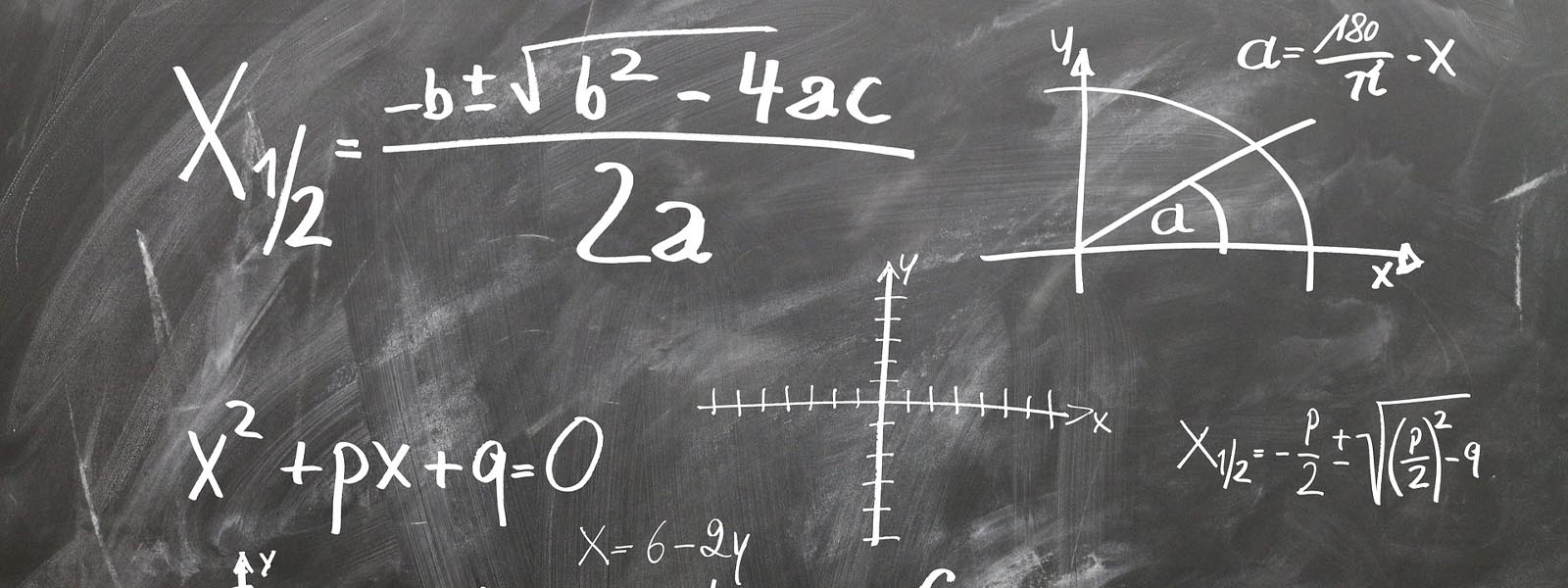 Numbers and mathematical formulae on a blackboard