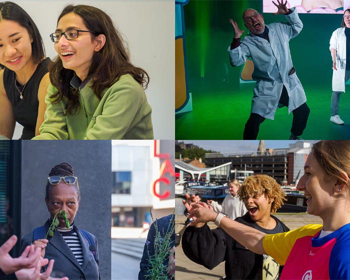 Students and staff studying and working on campus